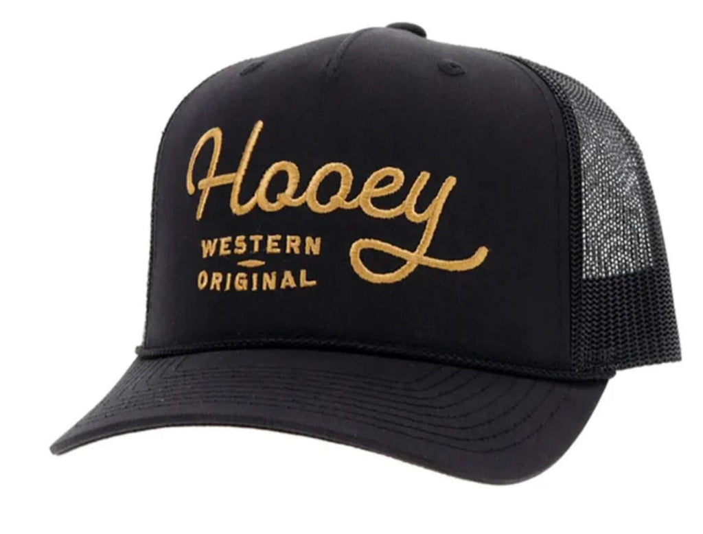 HOOEY MEN’S OG BLACK 5 PANEL TRUCKER CAP | 2160T-BK