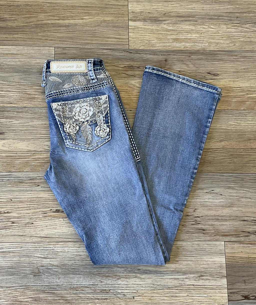 “ ISABELLE “ | Womens Western Jeans Stone rhinestone |A1066-PB