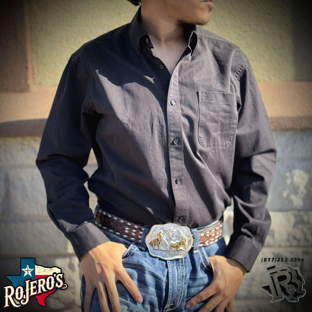 “ Eddy “ | ( MATTE BLACK ) MEN WESTERN LONG SLEEVE BUTTON UP SHIRT