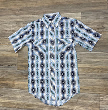 Load image into Gallery viewer, MENS PANHANDLE  AZTEC SNAP BABY BLUE SHIRT | PMN3S03319