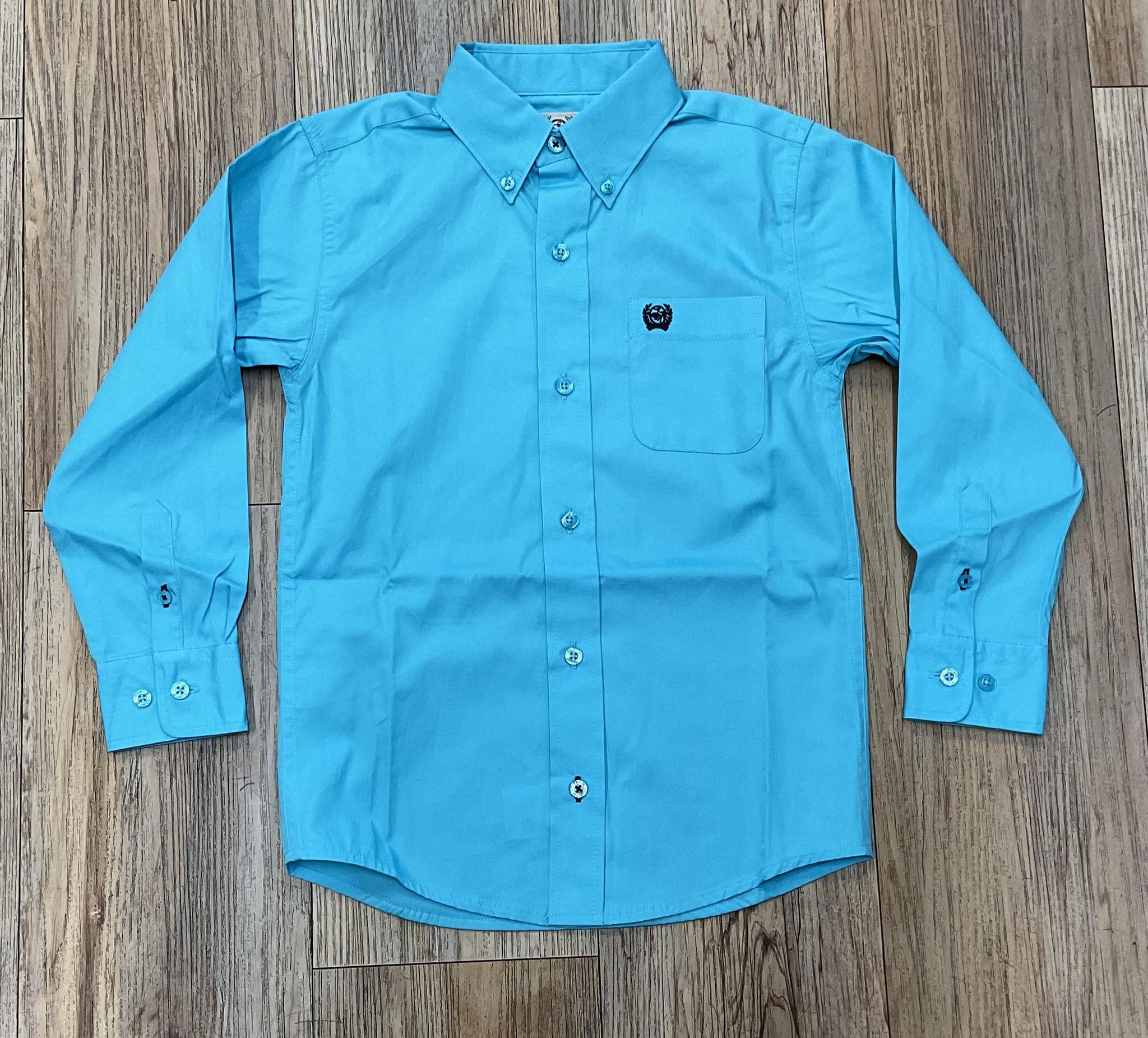 CINCH BOYS TURQUOISE LONG SLEEVE SHIRT |MTW7060374