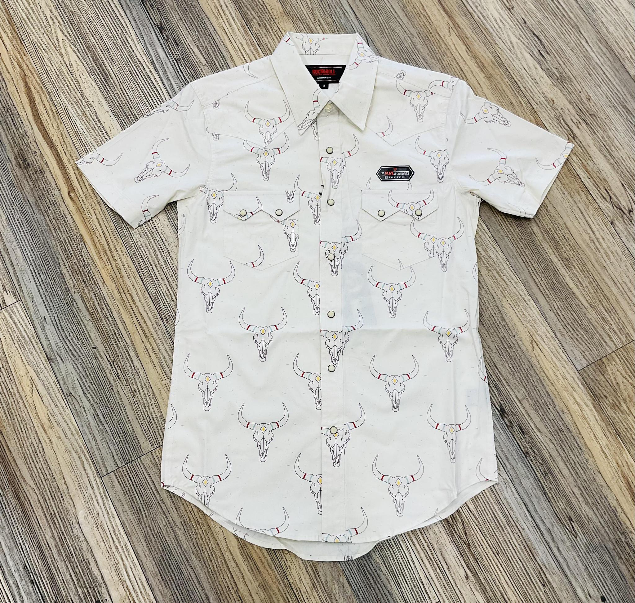 MEN’S ROCK & ROLL MODERN FIT DALE LONGHORN NATURAL SNAP SHIRT | BMN3S05845