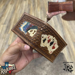 “ Timothy “ | MEN WALLET BI FOLD CARD FEATHER HAND TOOLED