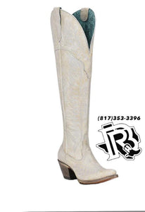 Womens Corral distressed white embroidery boots |A4311
