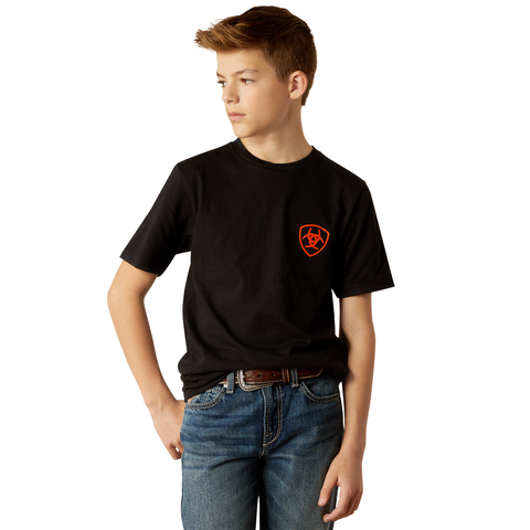 BOYS ARIAT OUTDOOR GAME SHORT SLEEVE BLACK SHIRT | 10054012