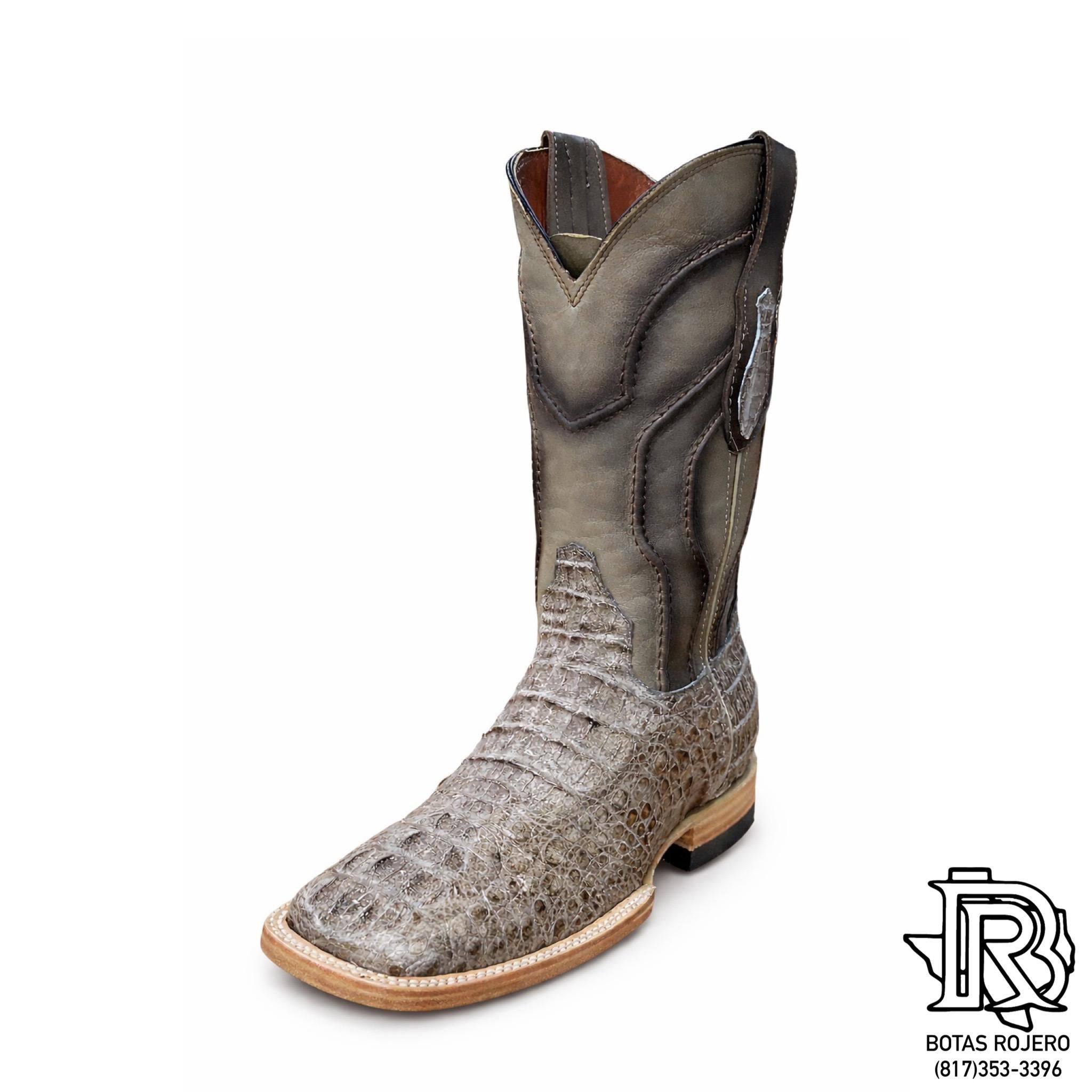 roarロアー　ボアコート2 Gorge Natural Hornback Caiman Square Toe Boots – Handcrafted