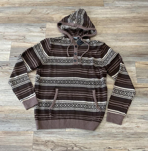 Men’s rock & roll knitted sweater hoodie dark brown | BM94T03013