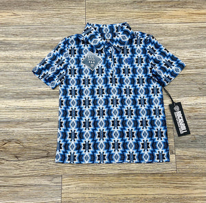 Boys Rock & Roll RR Printed Aztec Blue Polo | BB51T03965