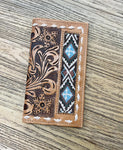 “ SAMUEL  “ | MEN BI FOLD WESTERN TOOLED LEATHER WALLET BEADED