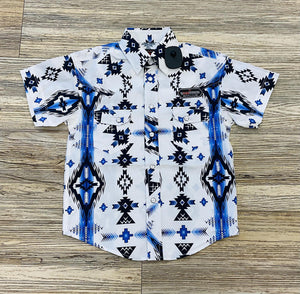 Boys Rock & Roll 2pkt Aztec Snap Blue shirt | BBN3S03930