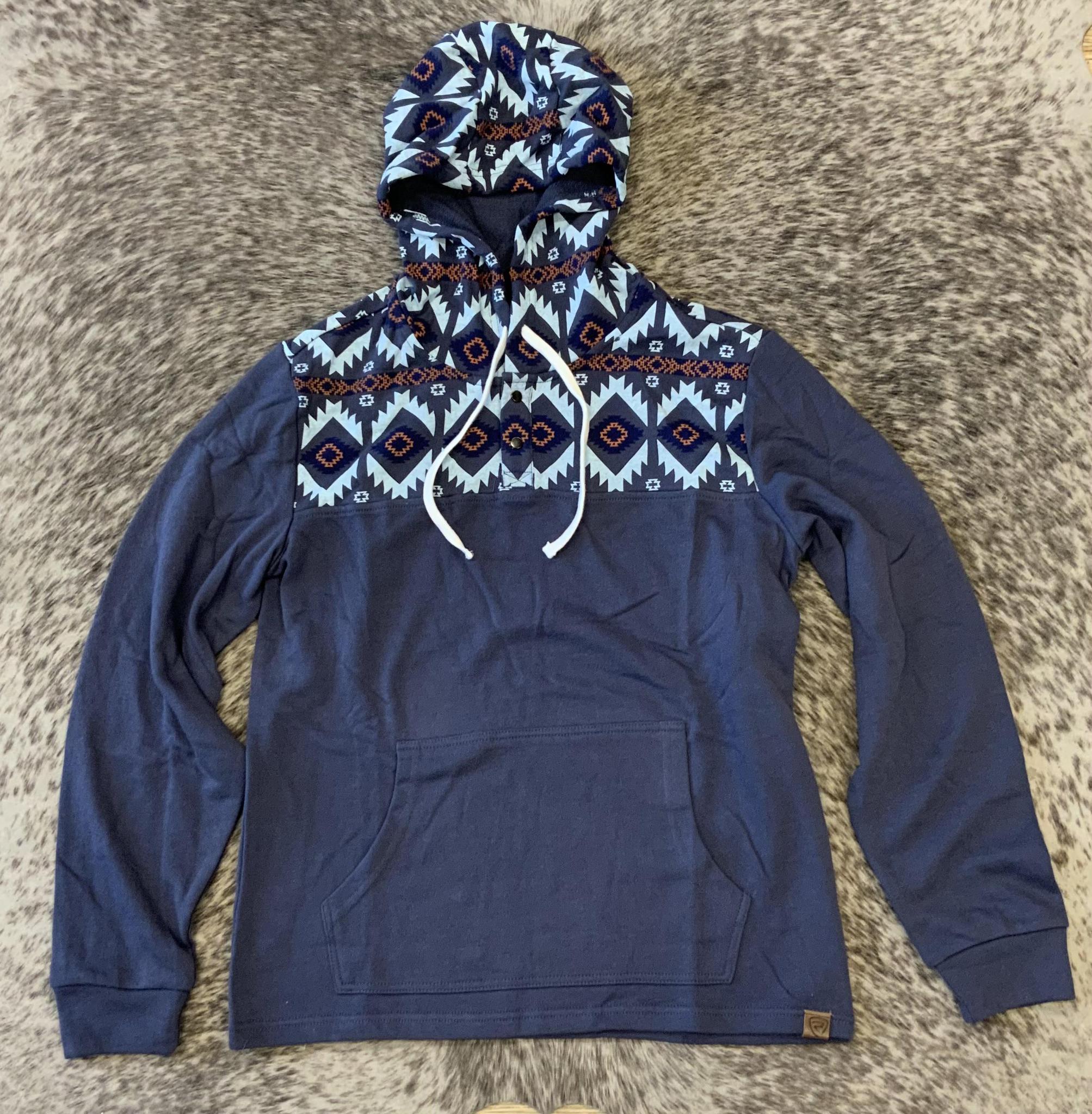 “ Anthony “ | ROCK & ROLL MENS NAVY AZTEC HOODIE | BM94T02077
