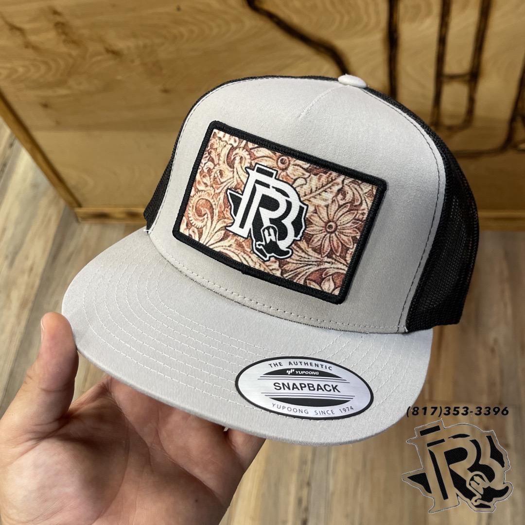 “KYLE” | BR TOOLED LEATHER PATCH CAP SLIVER/BLACK
