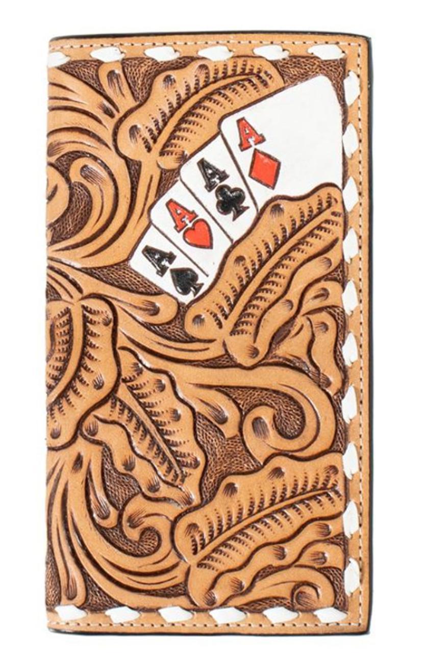 3D Mens Natural Hand Painted Ace Cards Rodeo Wallet |D250010448