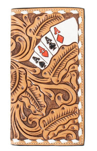 3D Mens Natural Hand Painted Ace Cards Rodeo Wallet |D250010448