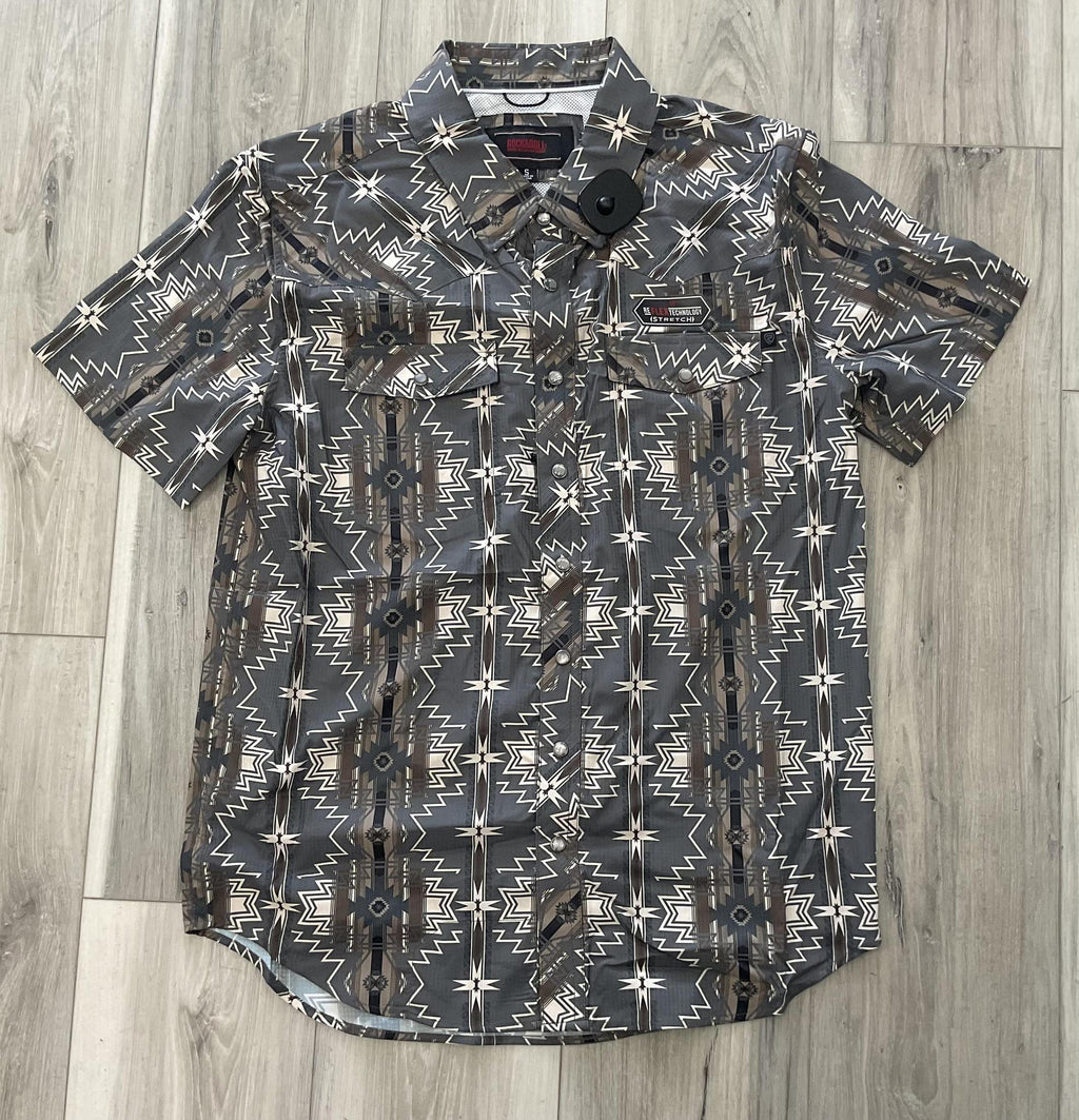 Men’s Rock & Roll Grey TEK Aztec Print Shirt | BMN3S07662