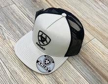 Load image into Gallery viewer, Ariat Men&#39;s Light Latte &amp; Black with Black Shield Logo Patch Cap| A3000876243