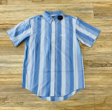 Mens Rock & Roll 1pkt stripe Baby Blue Shirt | PMB3S03336