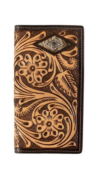 3D MEN'S FLORAL DIAMOND CALF HAIR RODEO WALLET| D250015702