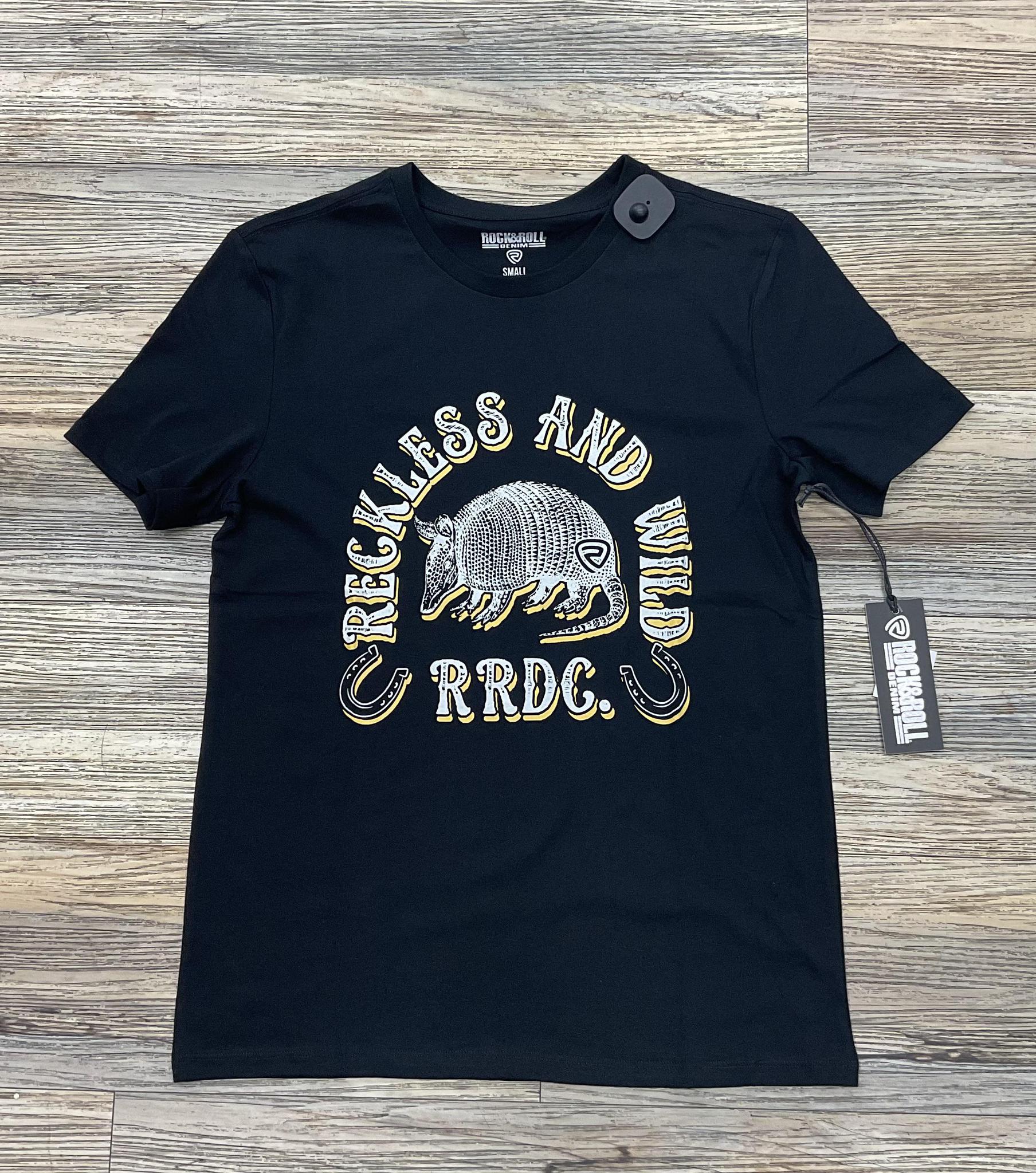 MENS ROCK & ROLL GRAPHIC ARMADILLO BLACK T-SHIRT  |BU21T05601