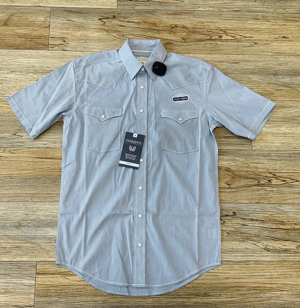 MENS PANHANDLE BLUE SHORT SLEEVE SNAP SHIRT | RMN3S04588