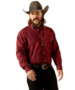 Ariat Men's Wrinkle Free Issac Classic Fit Dark Red Shirt XXL