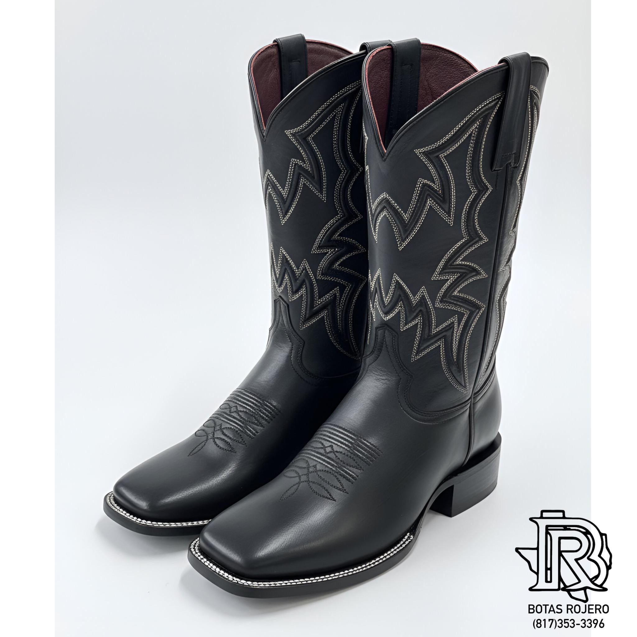 CASEY CALF BLACK “ | IRON SPUR MEN SQUARE TOE WESTERN BOOTS BLACK