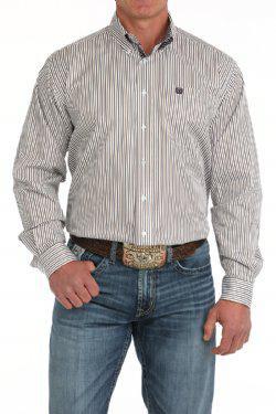 MEN’S CINCH LONG SLEEVE WHITE STRIPES SHIRT | MTW1105880