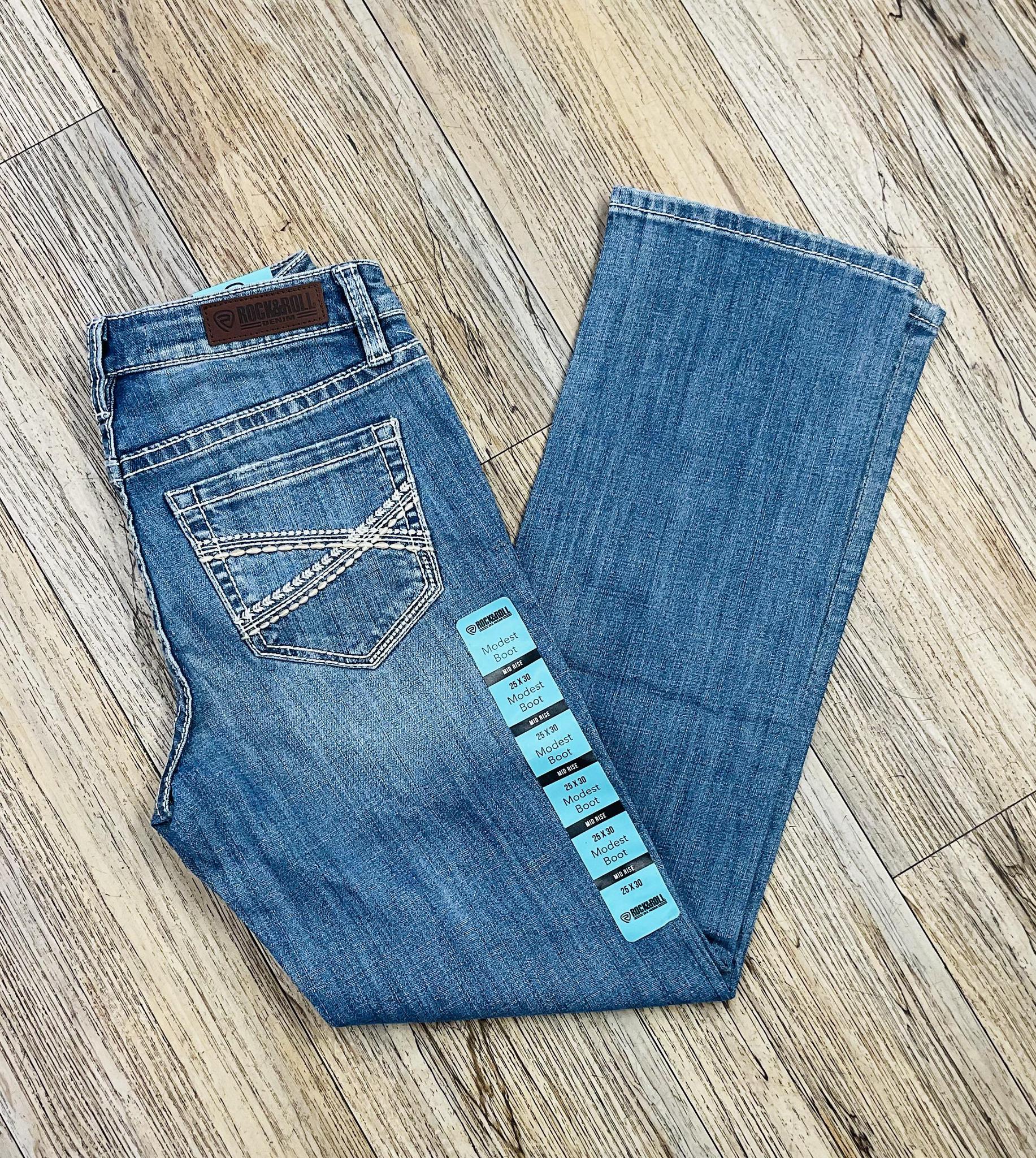 WOMENS ROCK & ROLL CURVE EMB MID RISE MODEST BOOT | BW1MD05310