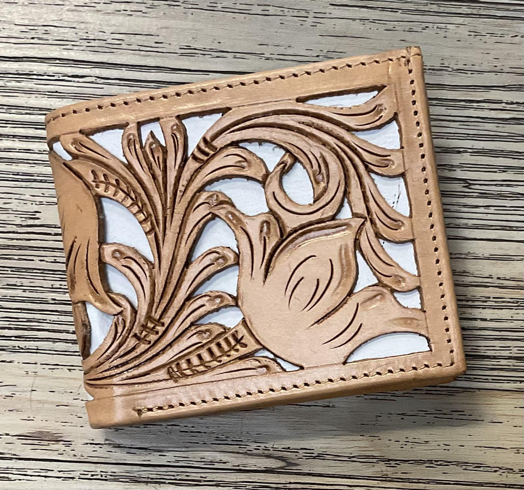 ‘’ JADAN  “ | IRON SPUR WESTERN CO. MEN BI FOLD WESTERN TOOLED LEATHER WALLET