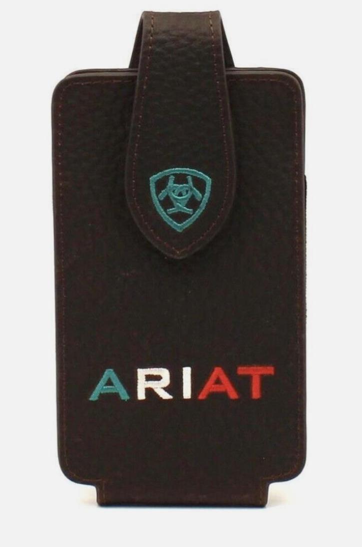 Ariat Cell Phone Holder Case Leather Logo Mexico Brown | A06035282