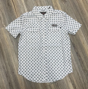 ‘’JOHN’’ MEN’S NATURAL GEO PRINT TEK SHORT SLEEVE SNAP SHIRT | BMN3S06424
