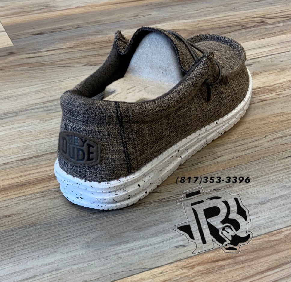 MENS HEY DUDE WALLY BLEND LINEN DARK BROWN |40005-2BQ