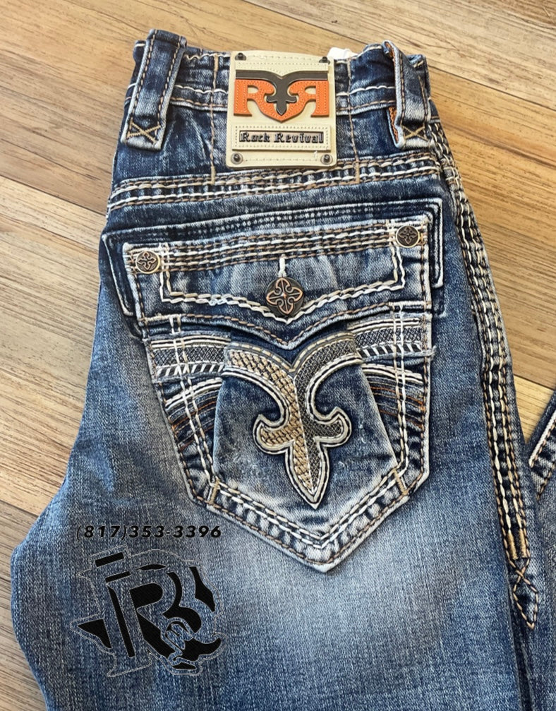 ‘’RUBEN’’ MENS ROCK RIVIVAL BOOTS JEANS | WHITE LABEL