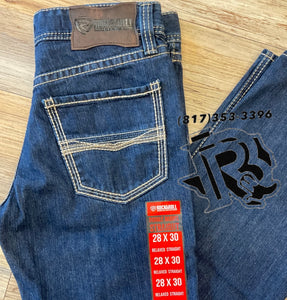 Men’s two tone stitch double barrel raw wash rock & roll jeans | BM0SD02502
