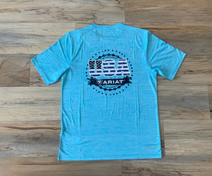 Mens ariat charger seal tee blue atoll | 10044960