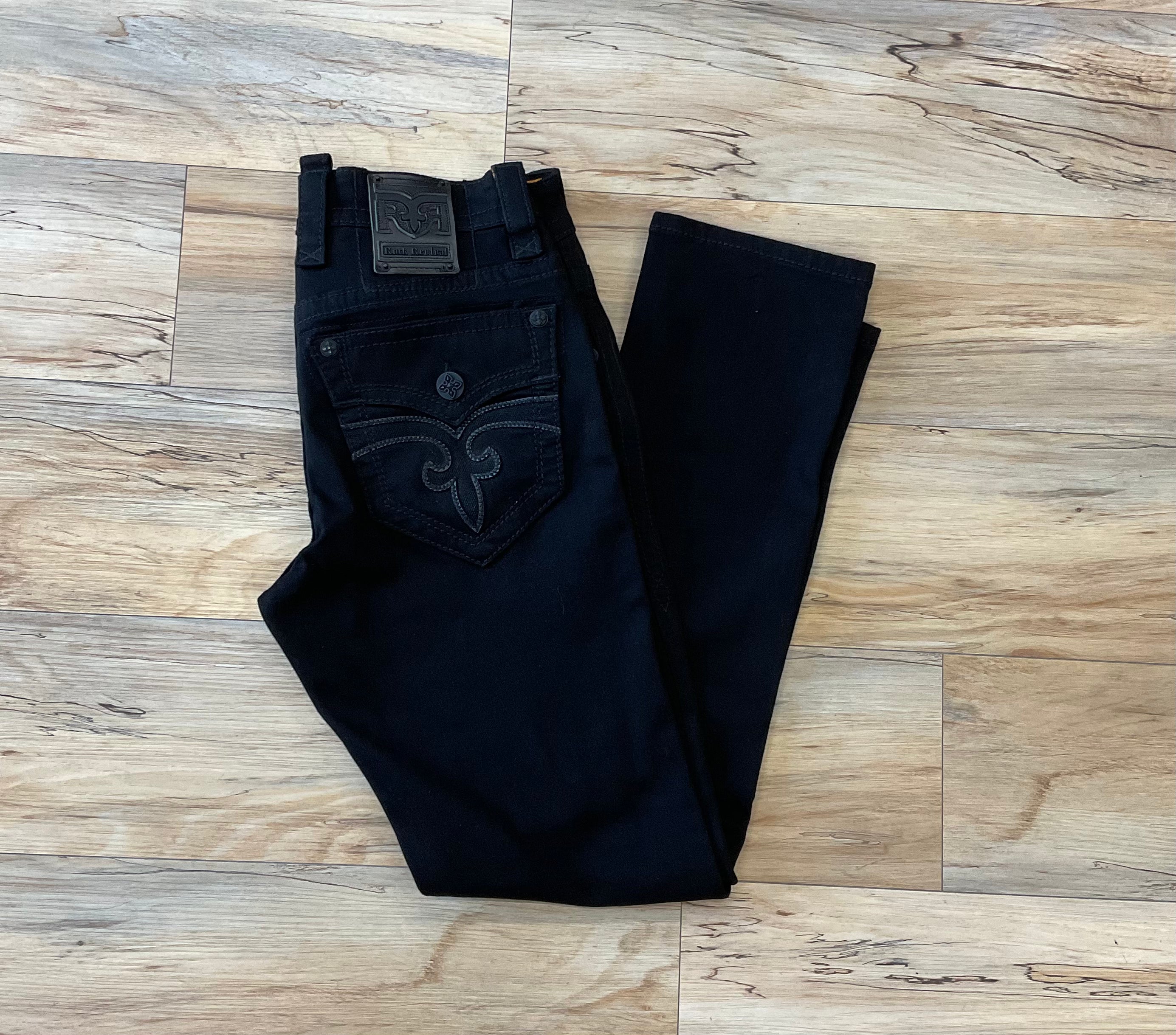 Mens black rock revival jeans cheap