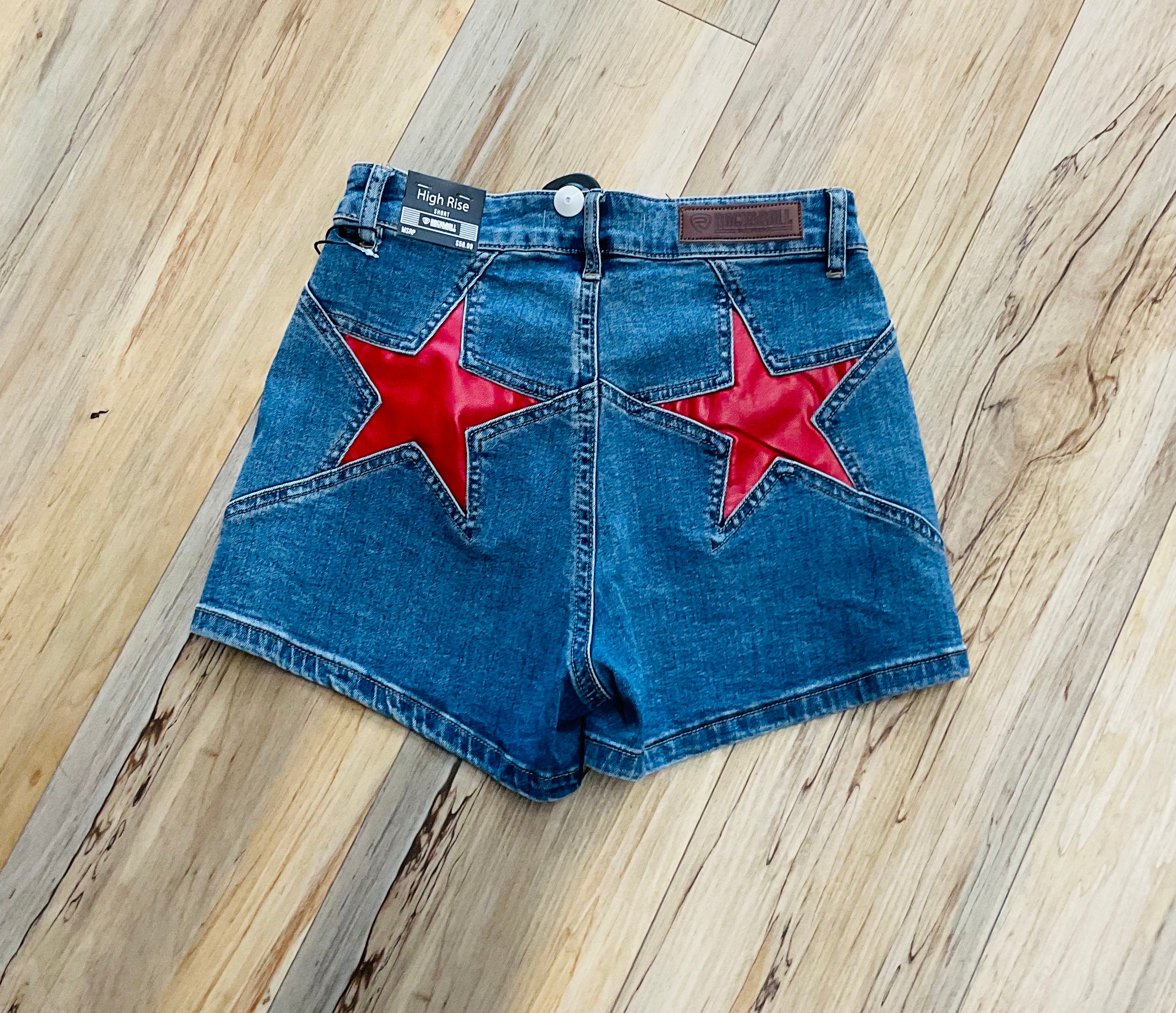 WOMAN RED STAR SHORTS MEDIUM WASH ROCK & ROLL |RRWD68RZRS