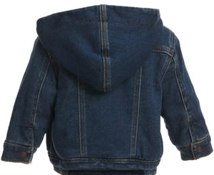 Wrangler Toddler Girl's Medium Wash Denim Cream Sherpa Lined Retro Hoodie Jean Jacket| 112335833