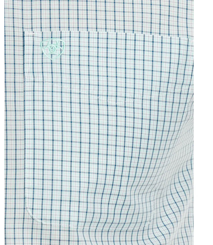 Ariat mens WF Colten fitted aqua  long sleeve shirt | 10044905