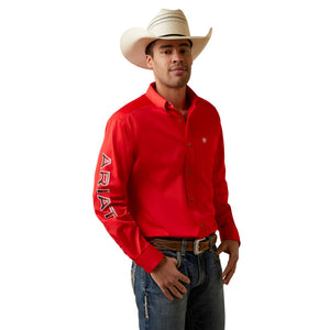 Men’s ARIAT team logo twill poppy red shirt | 10044942