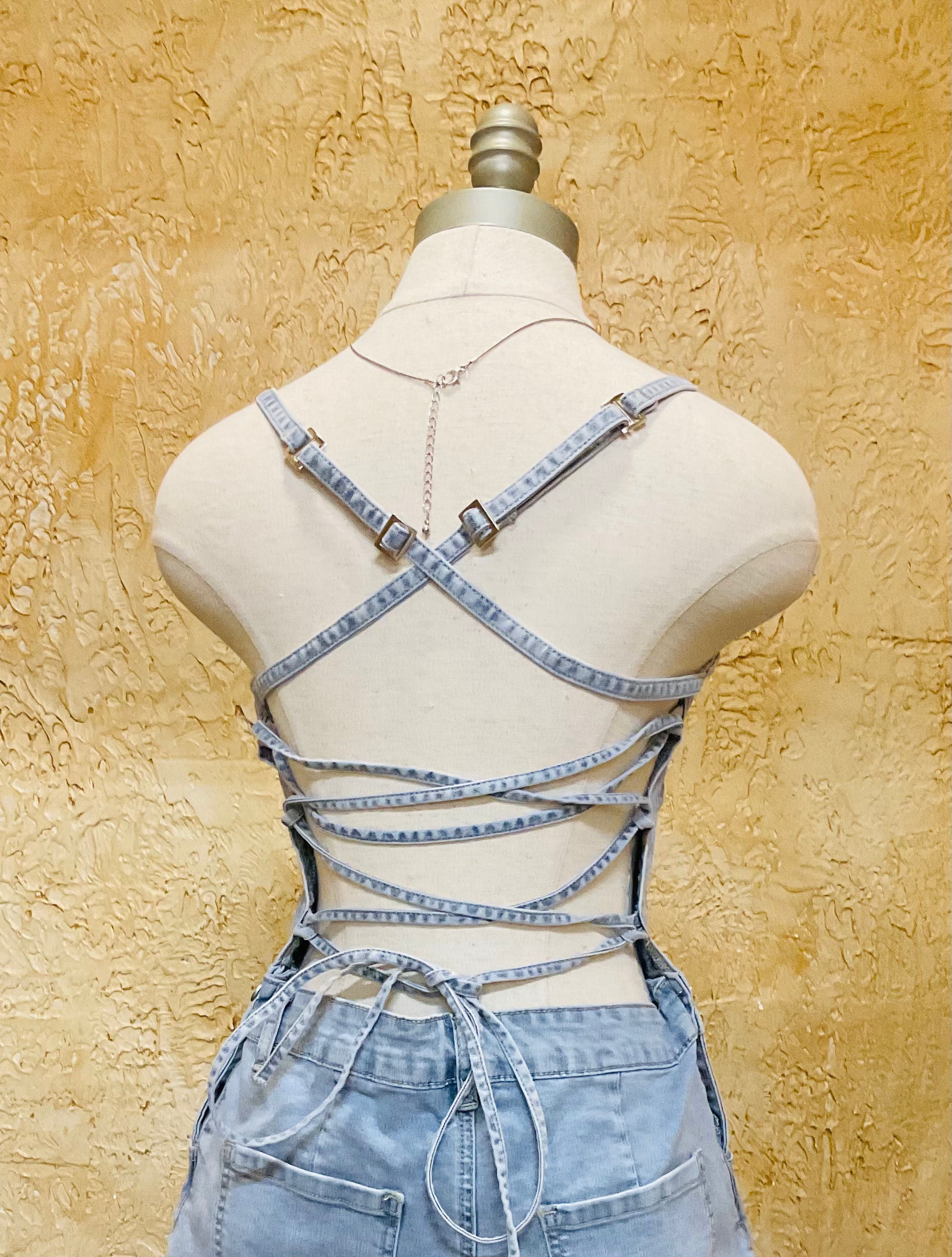 KARO DENIM JUMPSUIT SHORT