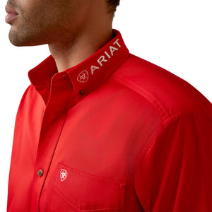 Men’s ARIAT team logo twill poppy red shirt | 10044942