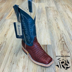 Mens Anderson Bean Square Toe regal blue Lustre Rust Lux Caiman Boots| 337830