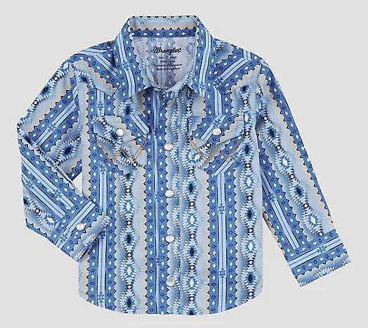 BOYS WRANGLER LONG SLEEVE SHIRT BLUE |112317699