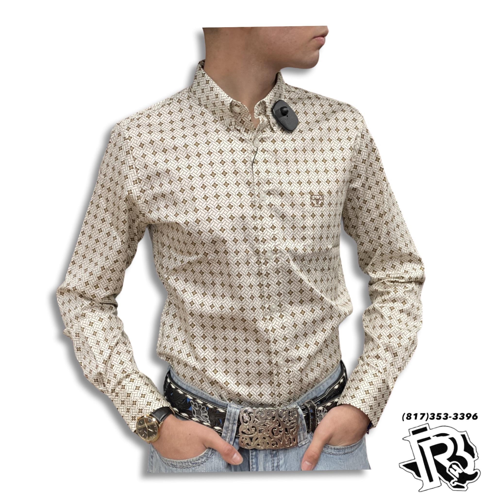 “ ALAN “ |  MEN’S WESTERN SHIRT WHITE BROWN CROSSES