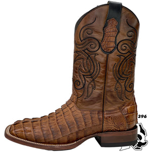 CAIMAN TAIL ORIGNAL | TAN SQUARE TOE MEN SQUARE TOE BOOTS