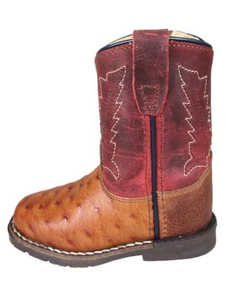 SMOKY TOWN BOOTS OSTRICH COGNAC RED