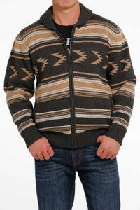 MEN'S AZTEC FULL SIP SWEATER - CHARCOAL | MWK1582001