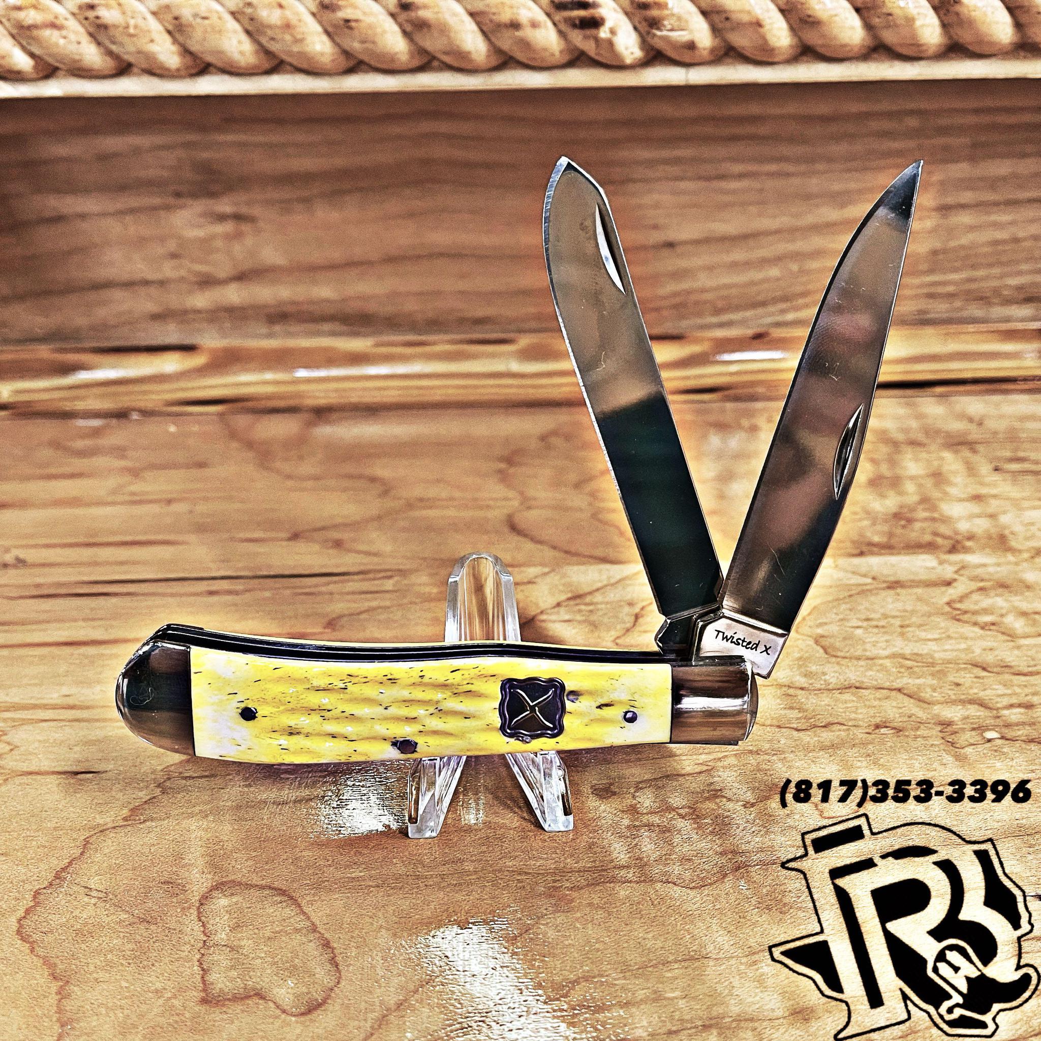 Twisted X KNIFE | 2 blade YELLOW handle knife