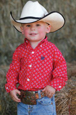 TODDLERS BOYS BUTTON DOWN WESTERN SHIRT RED |MTW7062284
